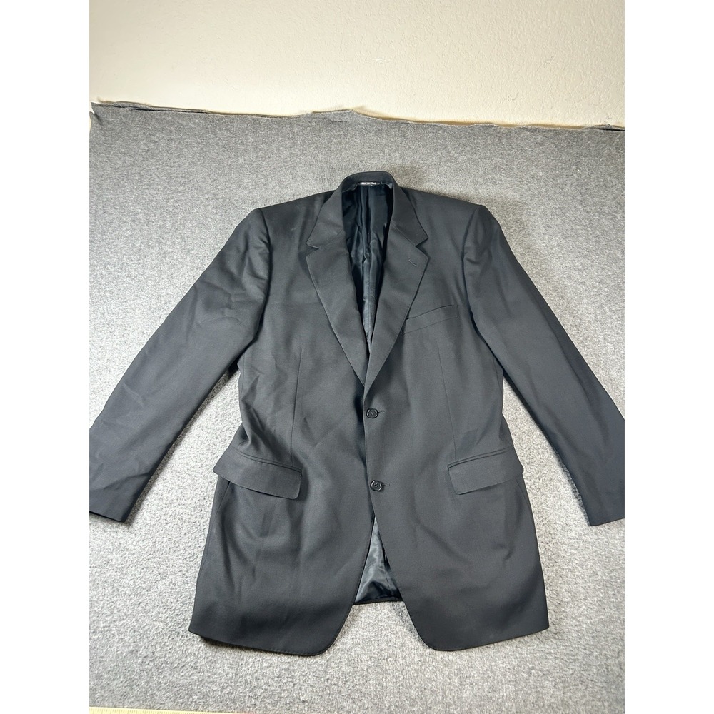 Canali Men's Travel Water Resistant Black 100% Wool Blazer EU 58L Actual 44L